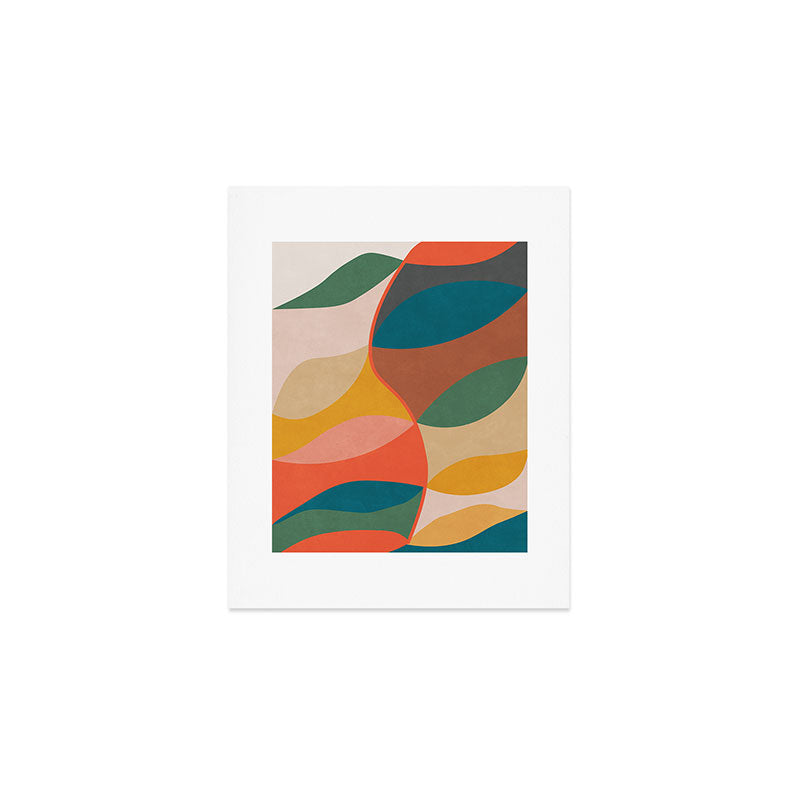 Mid Century Modern Leaves, Colorful Tones Art Print Gallery Image 1
