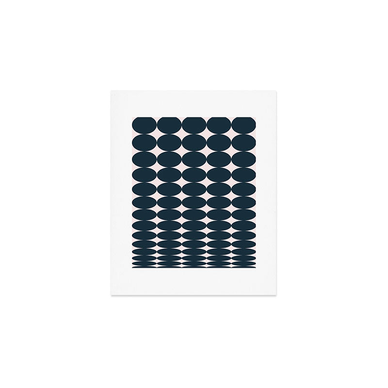 Retro Round Pattern - Dark Blue Art Print Gallery Image 1