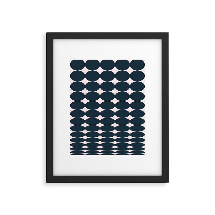 Retro Round Pattern - Dark Blue Framed Art Print Gallery Image 1