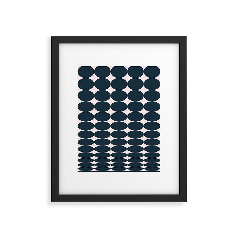 Retro Round Pattern - Dark Blue Framed Art Print Gallery Image 5