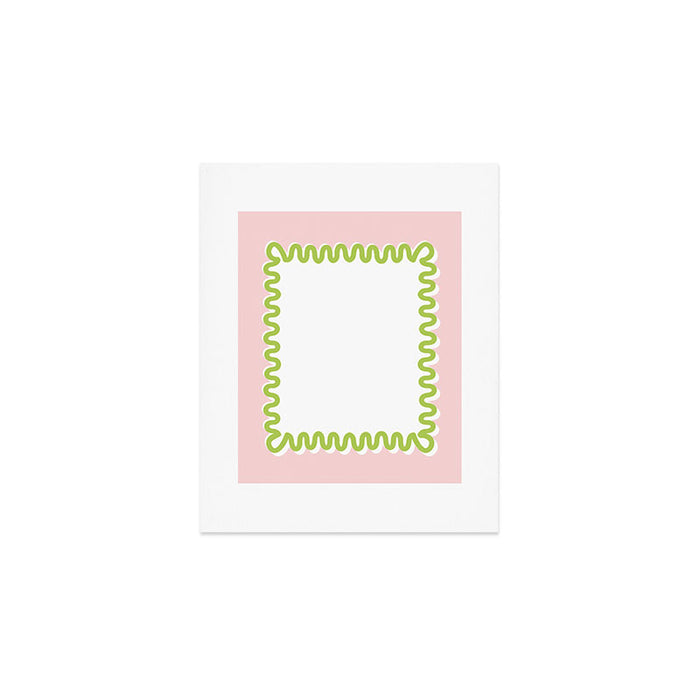 Wavy Lines - White Pink Green Art Print Gallery Image 1