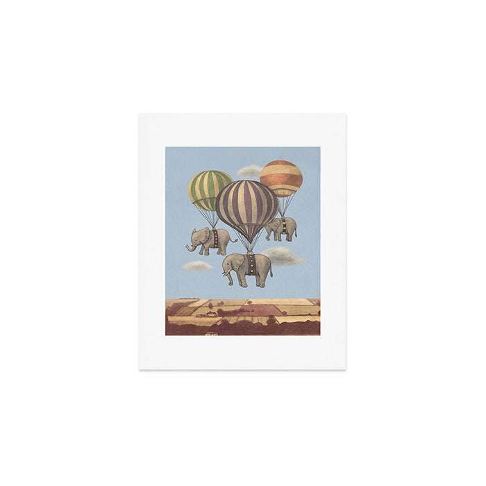 Flight of the Elephants - blue option Art Print Gallery Image 1