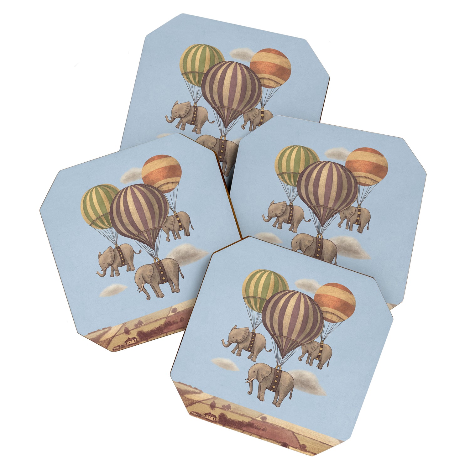 Flight of the Elephants - blue option Coaster Gallery Image 1