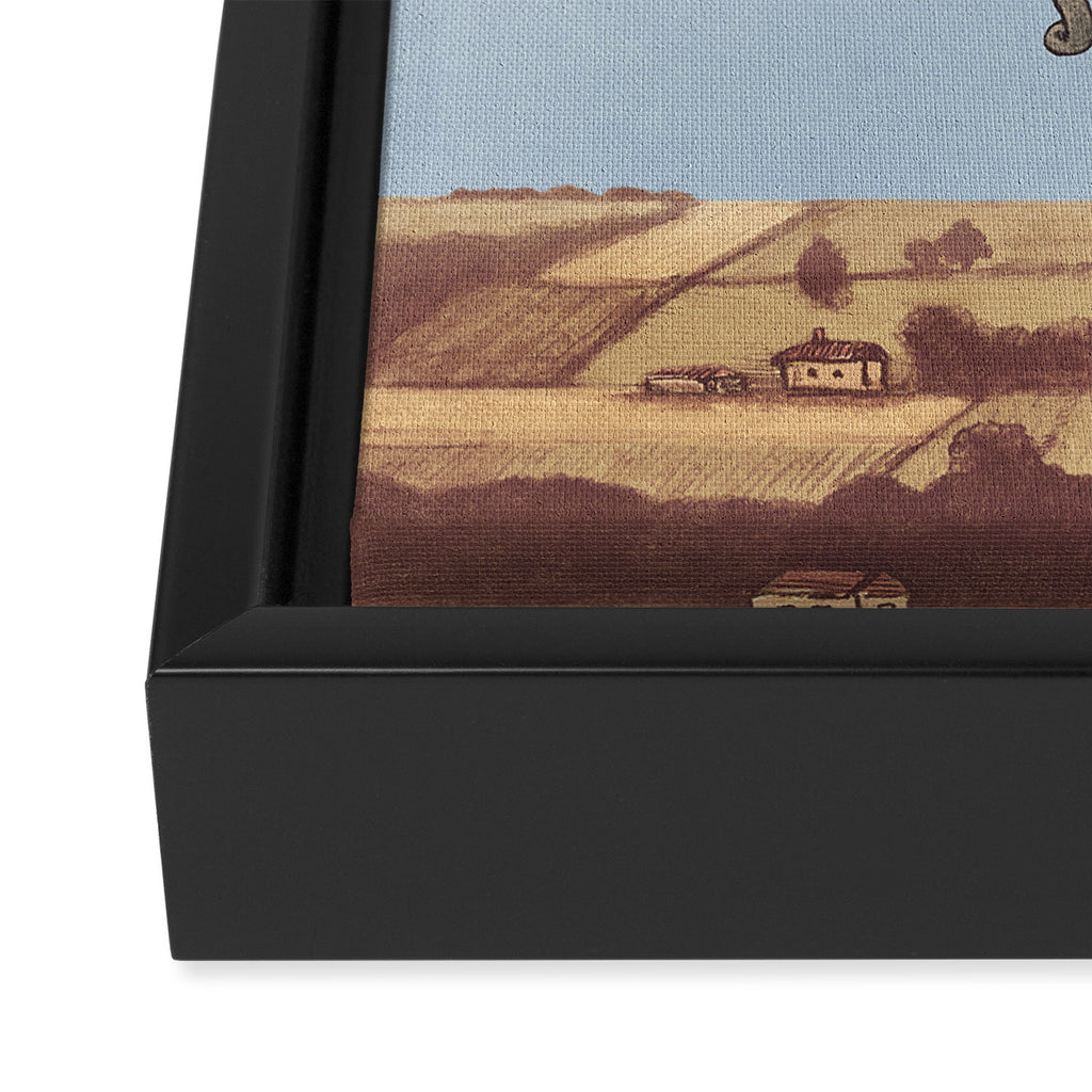 Flight of the Elephants - blue option Framed Canvas Print Gallery Image 3