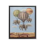 Flight of the Elephants - blue option Framed Canvas Print Gallery Image 8