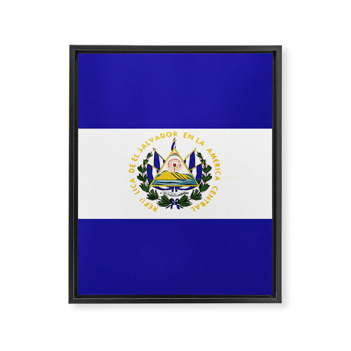 El Salvador flag emblem Framed Canvas Print Gallery Image 1
