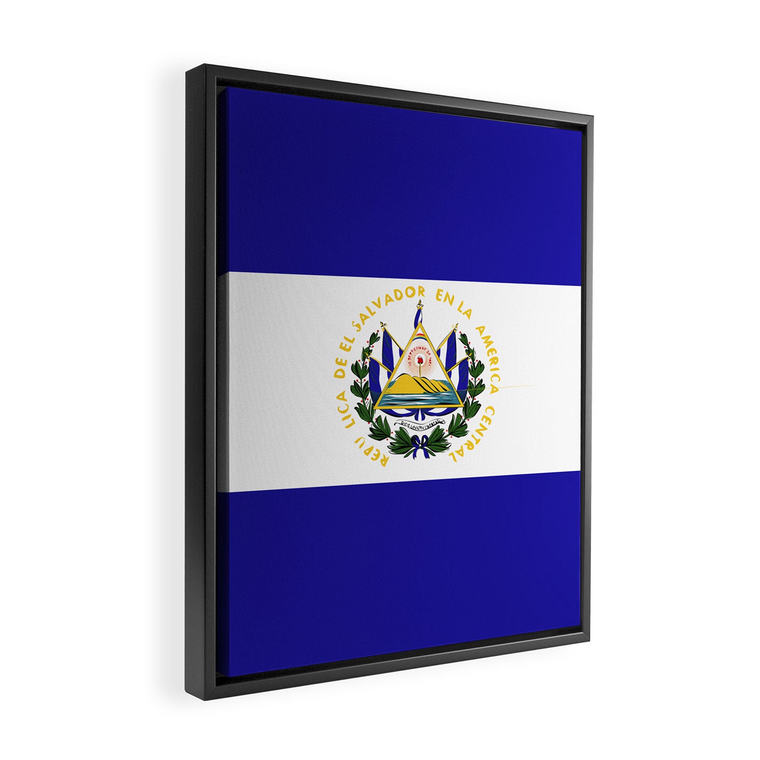 El Salvador flag emblem Framed Canvas Print Gallery Image 2