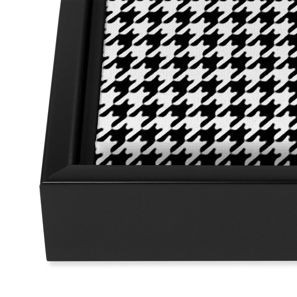Monochrome Black & White Houndstooth Framed Canvas Print Gallery Image 3