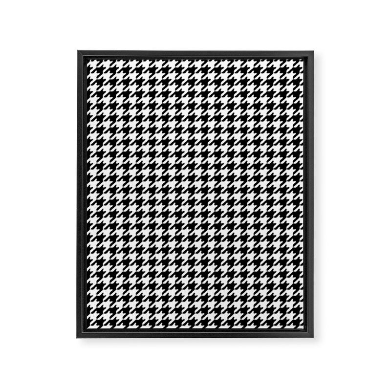 Monochrome Black & White Houndstooth Framed Canvas Print Gallery Image 8