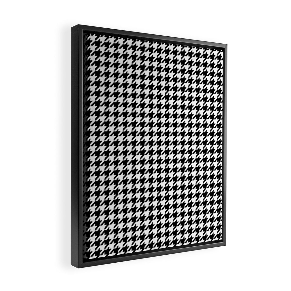 Monochrome Black & White Houndstooth Framed Canvas Print Gallery Image 2