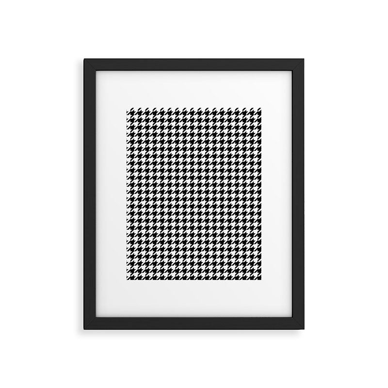 Monochrome Black & White Houndstooth Framed Art Print Gallery Image 6