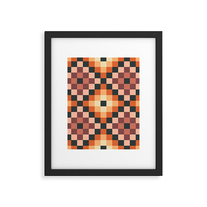 70s color squares pattern  Framed Art Print Gallery Image 1