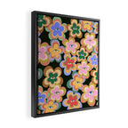 70s Evil Eye Flower Pattern in dark green Framed Canvas Print Gallery Image 2