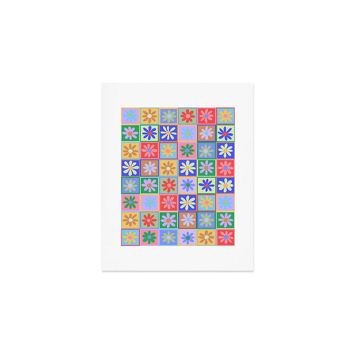 Checkered Flower Pattern  Art Print Gallery Image 1