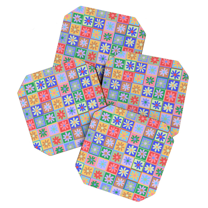 Checkered Flower Pattern  Coaster Gallery Image 1