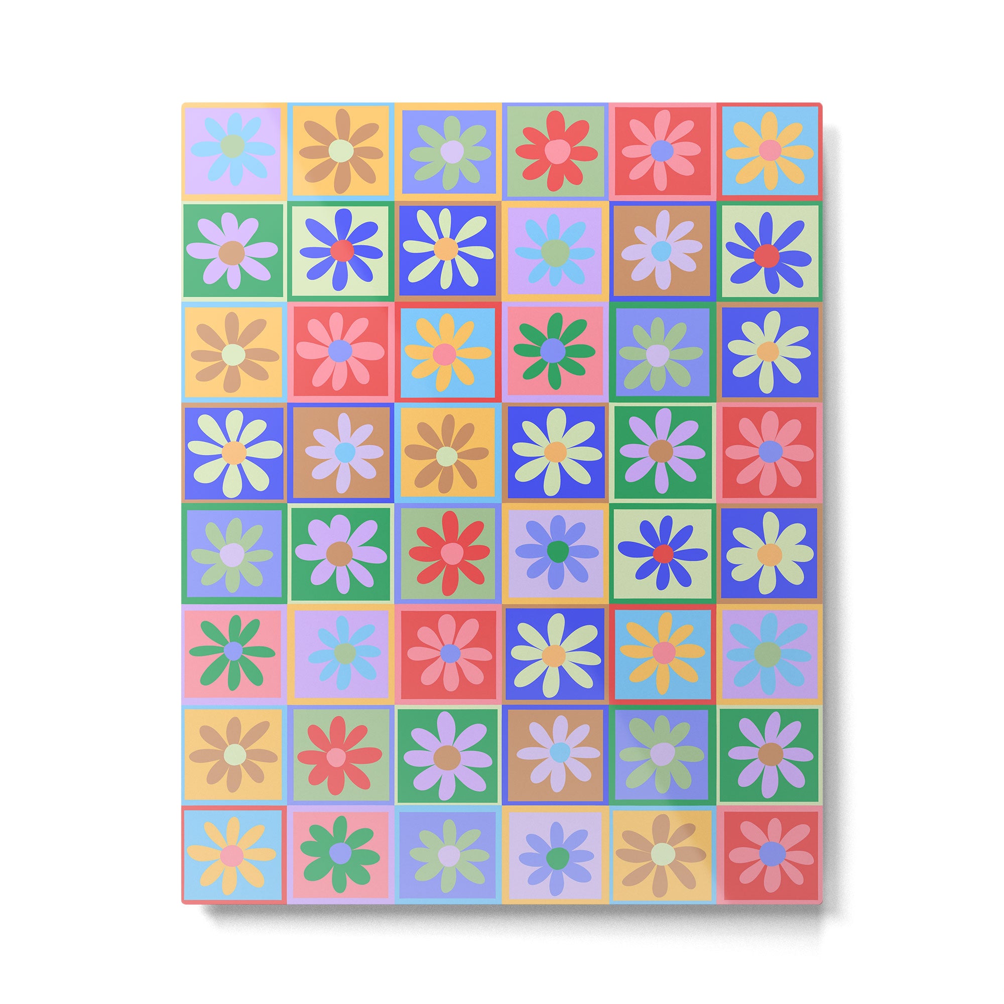 Checkered Flower Pattern  Metal Print Gallery Image 6