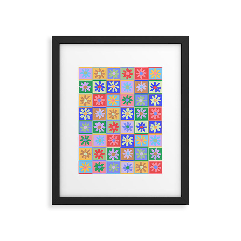 Checkered Flower Pattern  Framed Art Print Gallery Image 6
