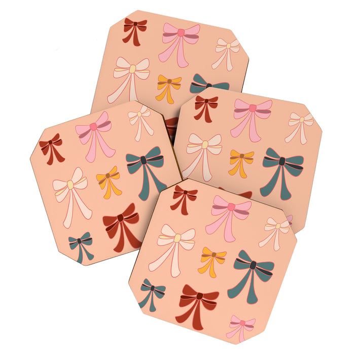 Colorful Ribbon Bows Patterns  Coaster Gallery Image 1