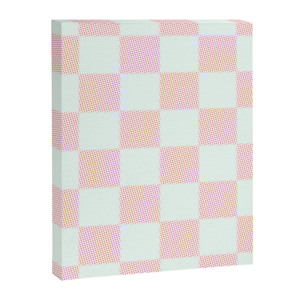 Cotton Candy Dot checkered soft pink and mint pattern  Canvas Print Gallery Image 8