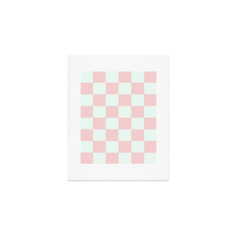 Cotton Candy Dot checkered soft pink and mint pattern  Art Print Gallery Image 1
