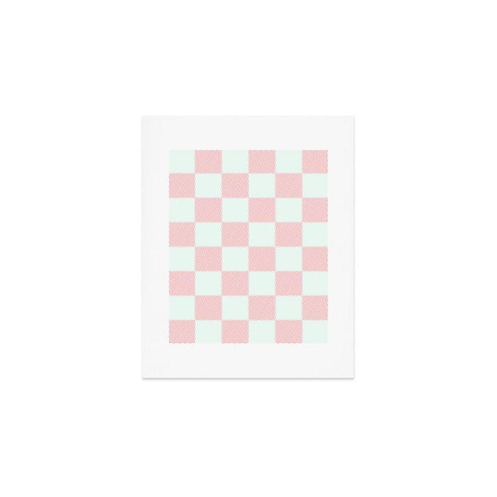 Cotton Candy Dot checkered soft pink and mint pattern  Art Print Gallery Image 1