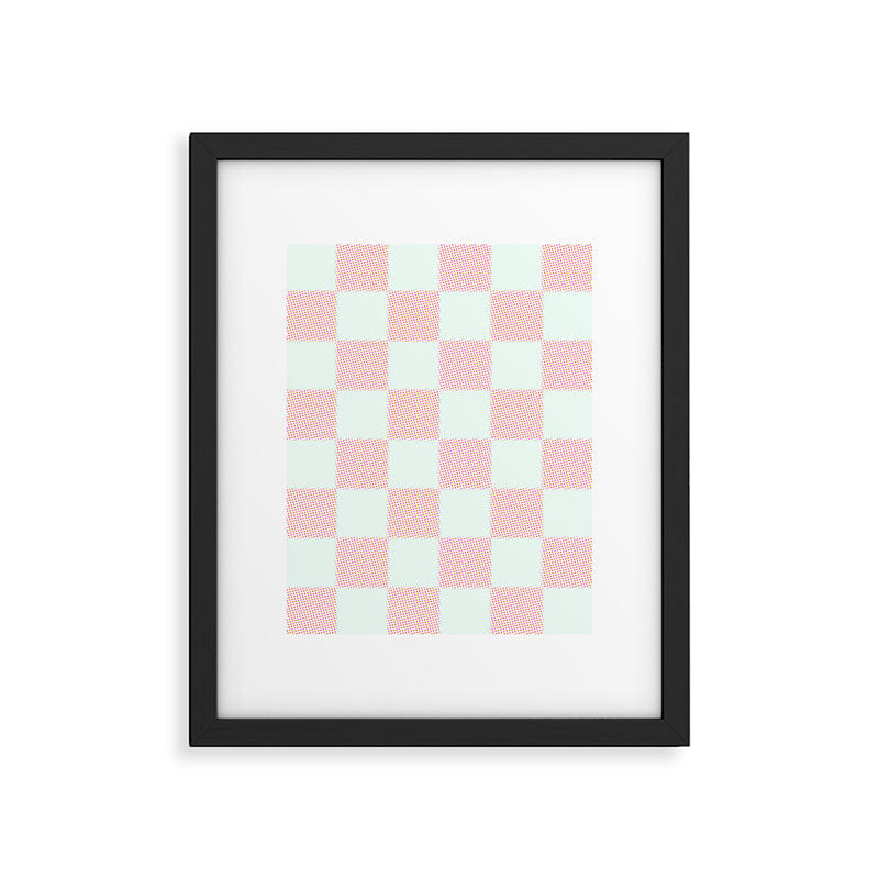 Cotton Candy Dot checkered soft pink and mint pattern  Framed Art Print Gallery Image 6