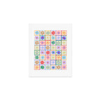 Cute Checkered Flowers in Beige  Art Print Gallery Image 1