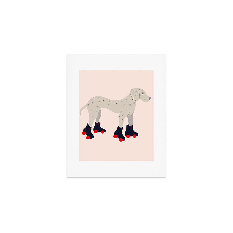 Dog on roller skates  Art Print Gallery Image 1