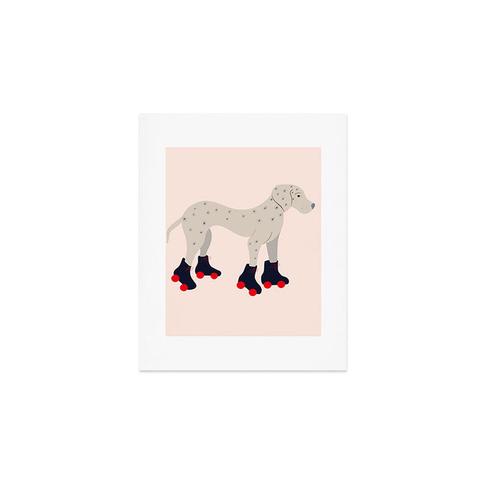 Dog on roller skates  Art Print Gallery Image 1