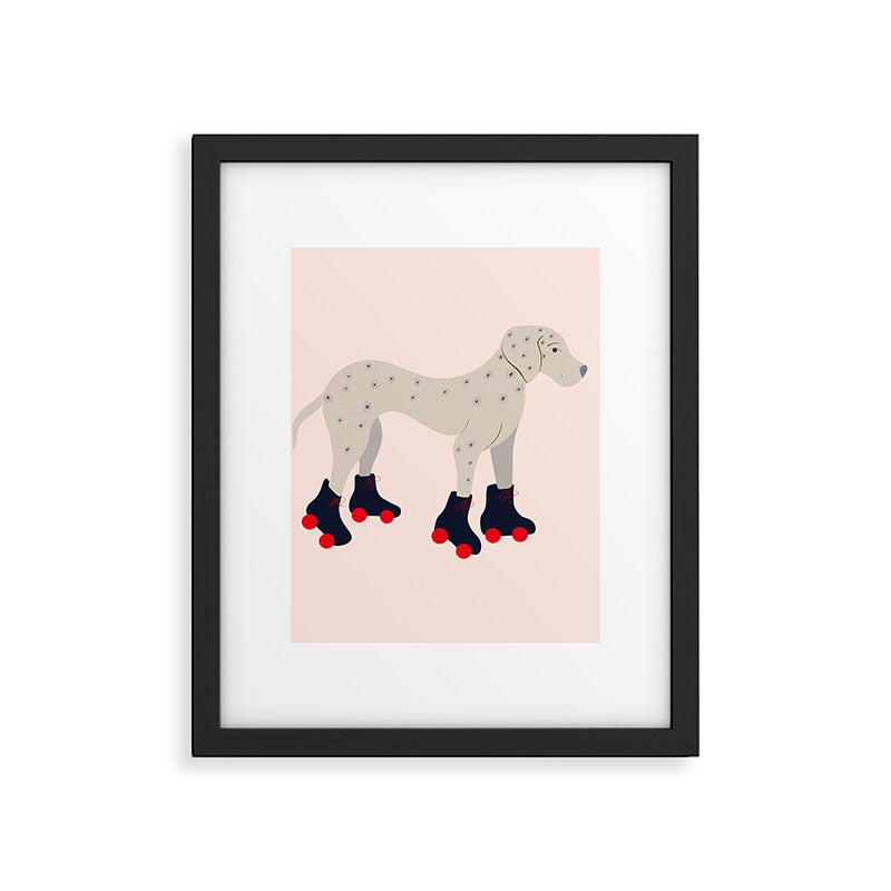 Dog on roller skates  Framed Art Print Gallery Image 6
