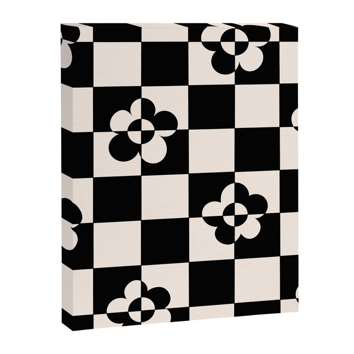 Mid century modern geometric black and white pattern Canvas Print Gallery Image 1