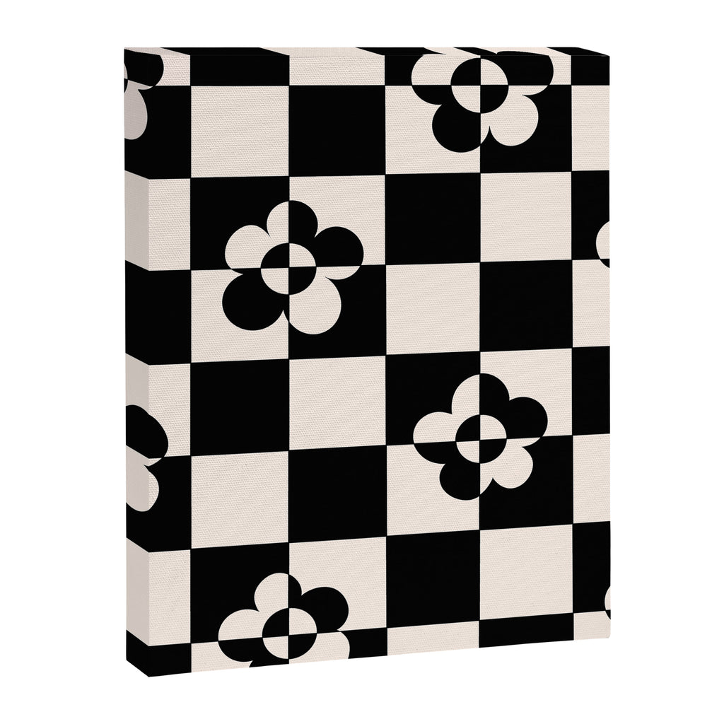 Mid century modern geometric black and white pattern Canvas Print Gallery Image 8