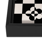 Mid century modern geometric black and white pattern Framed Canvas Print Gallery Image 3