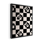 Mid century modern geometric black and white pattern Framed Canvas Print Gallery Image 2