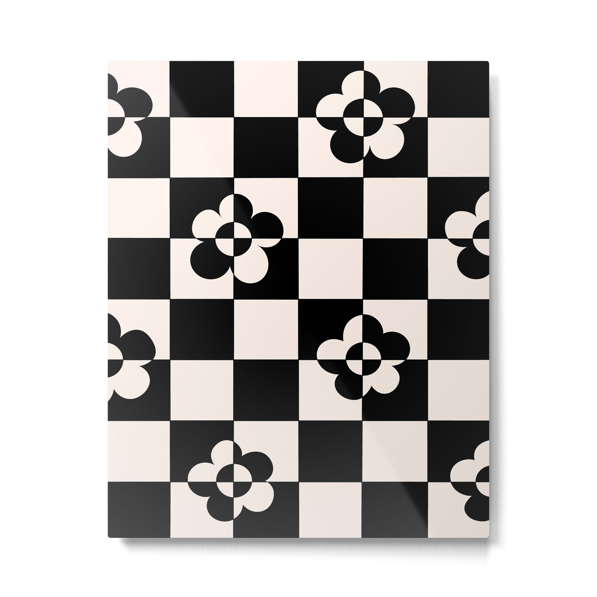 Mid century modern geometric black and white pattern Metal Print Gallery Image 6