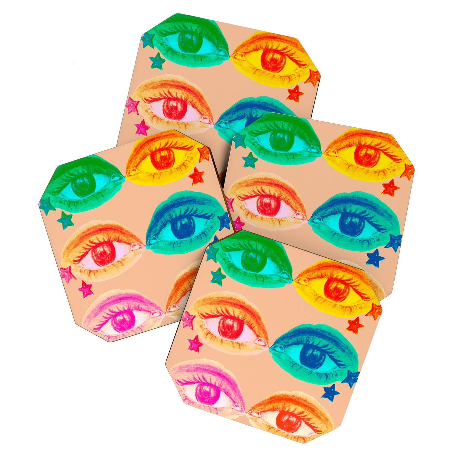 Mystic Colored Eye Pattern  Coaster Gallery Image 1