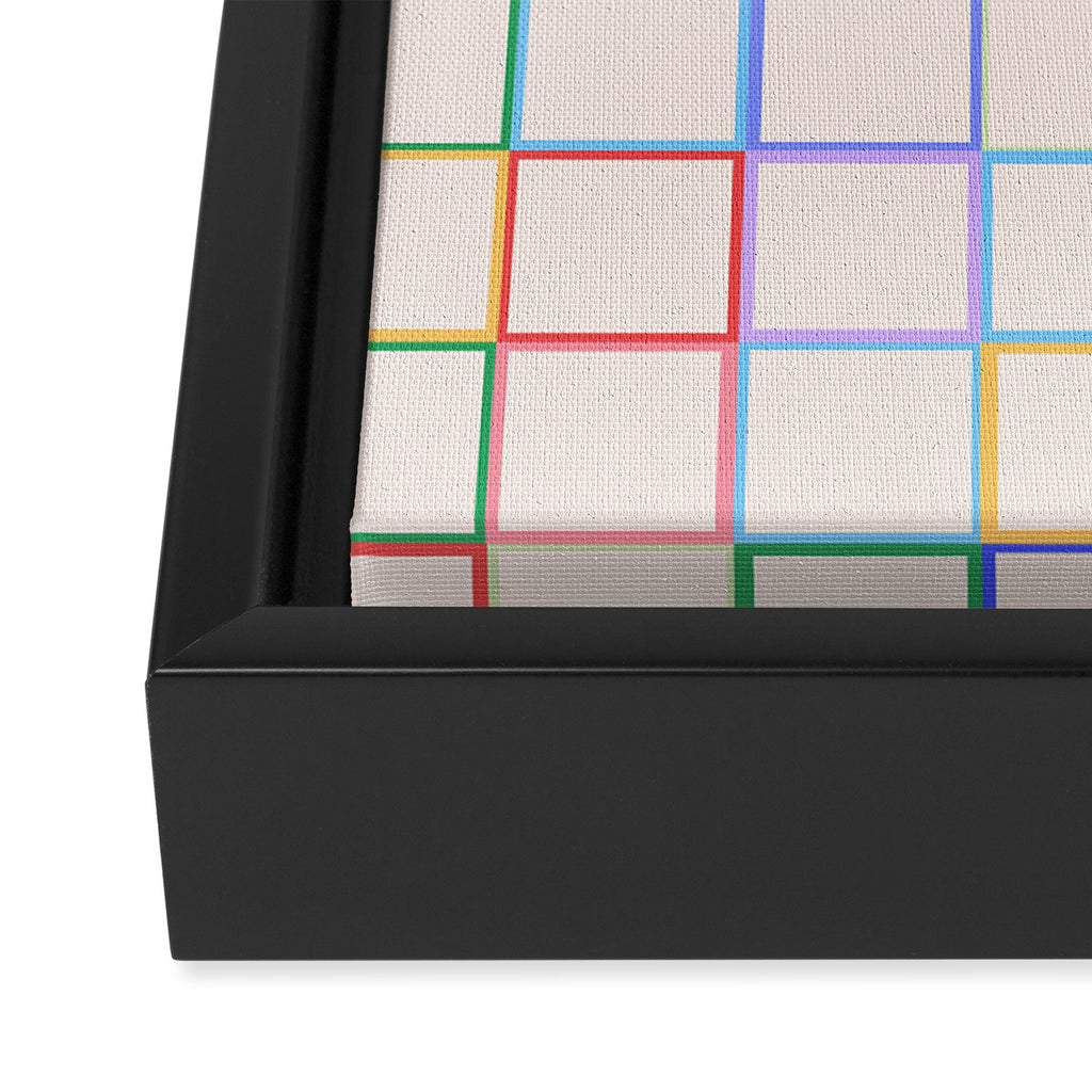 Pastel Color Square Pattern Checkered Framed Canvas Print Gallery Image 3