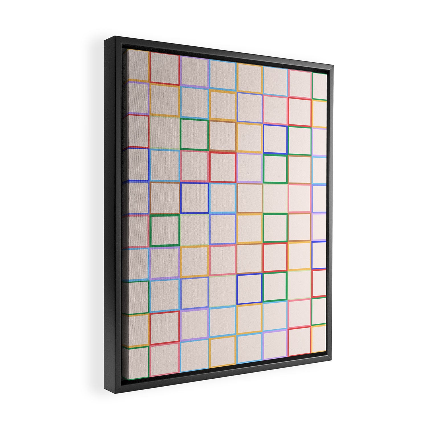 Pastel Color Square Pattern Checkered Framed Canvas Print Gallery Image 2