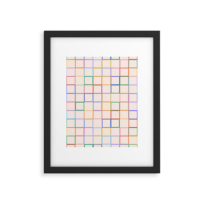 Pastel Color Square Pattern Checkered Framed Art Print Gallery Image 1