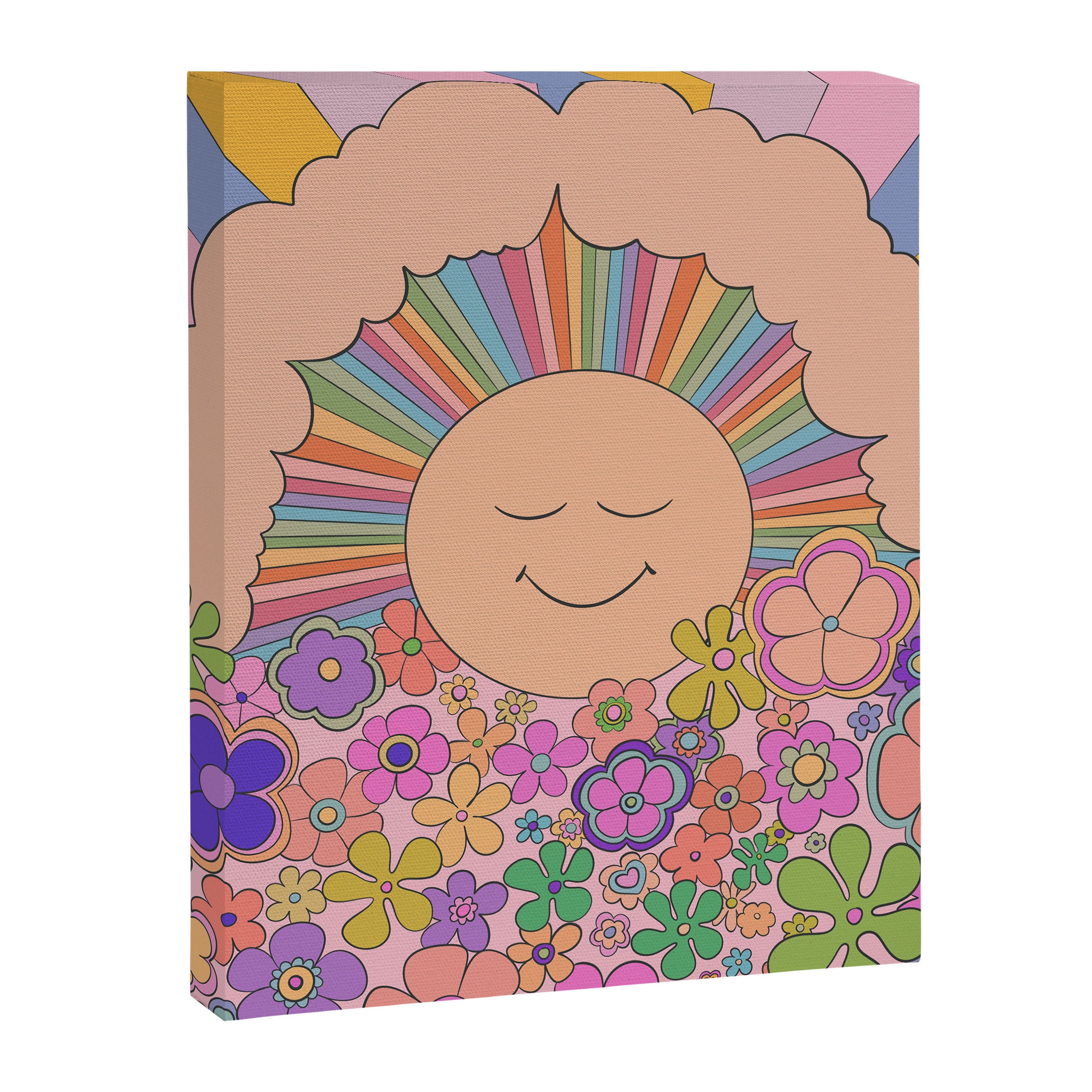 Pastel Retro Hippie Boho Rainbows and Sunshine Poster Canvas Print Gallery Image 8