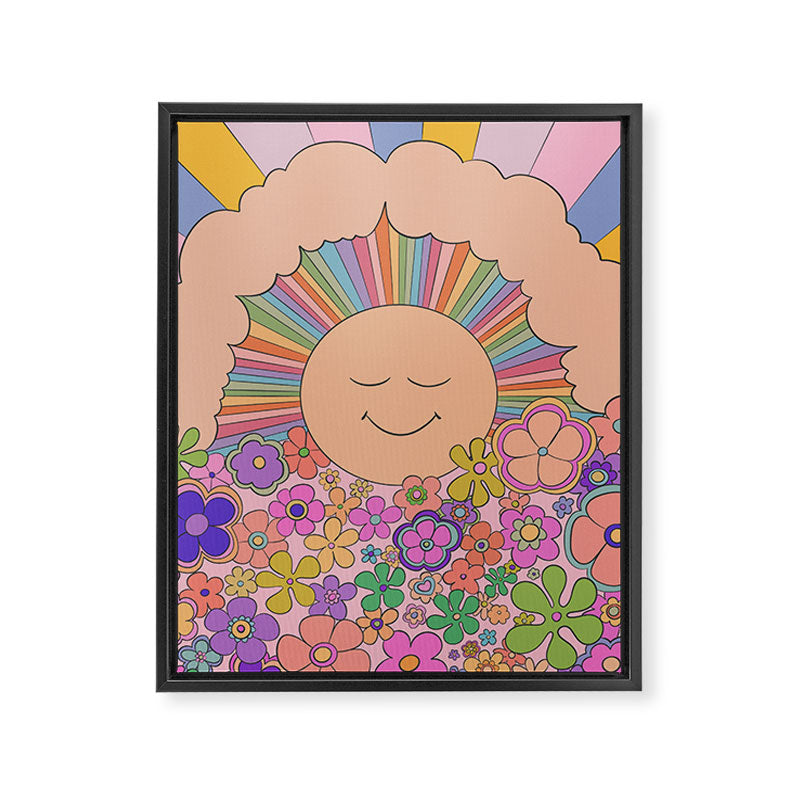 Pastel Retro Hippie Boho Rainbows and Sunshine Poster Framed Canvas Print Gallery Image 8