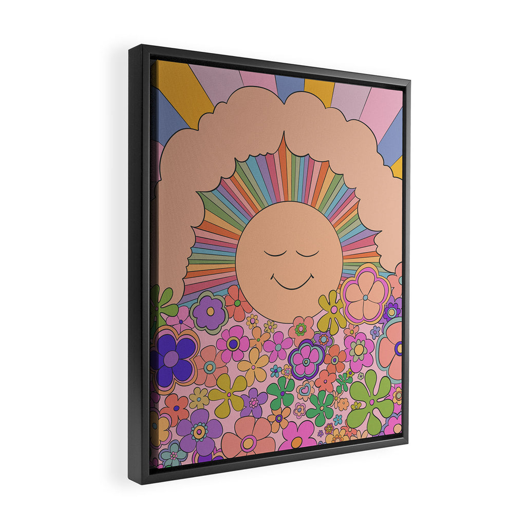 Pastel Retro Hippie Boho Rainbows and Sunshine Poster Framed Canvas Print Gallery Image 2