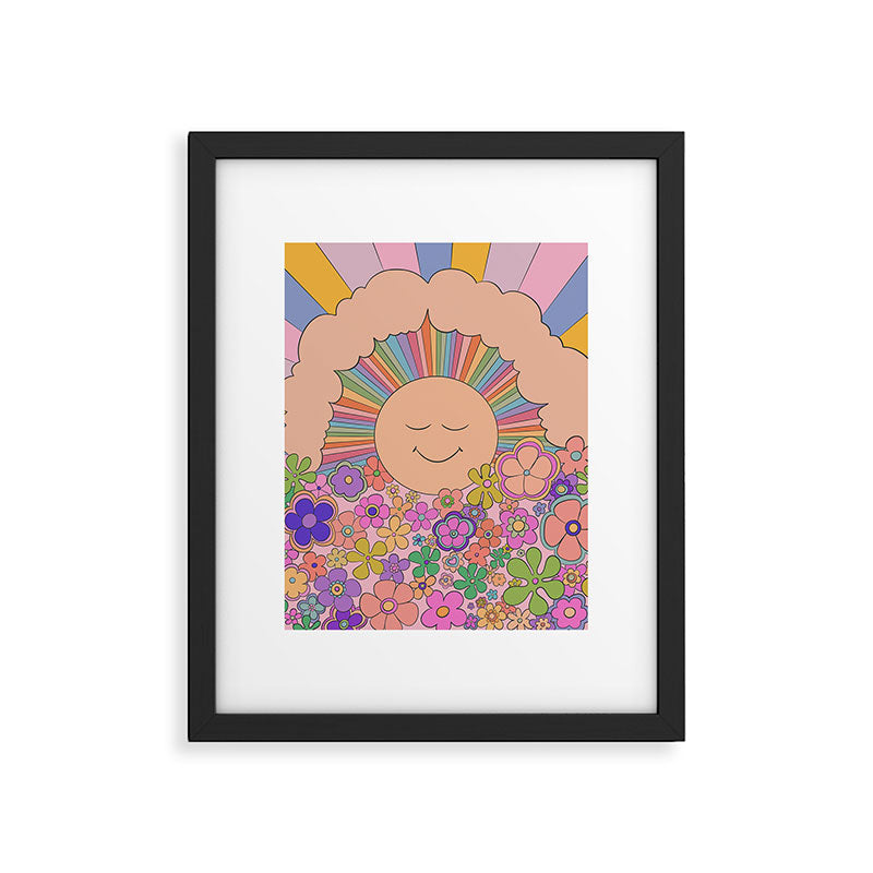 Pastel Retro Hippie Boho Rainbows and Sunshine Poster Framed Art Print Gallery Image 6