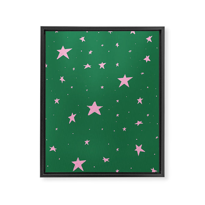 Pink nighttime stars  Framed Canvas Print Gallery Image 1