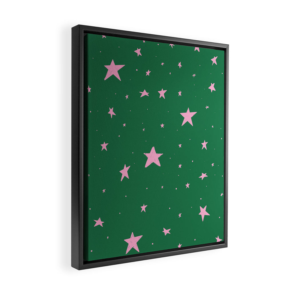 Pink nighttime stars  Framed Canvas Print Gallery Image 2