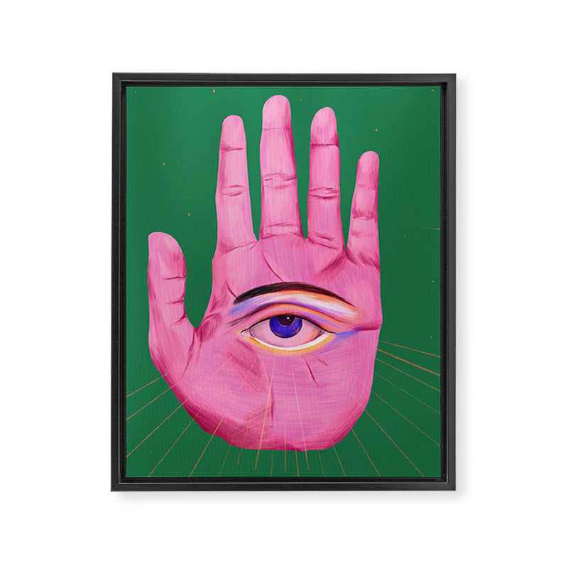 Pink Psychedelic Evil Eye Framed Canvas Print Gallery Image 8