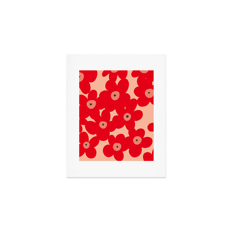 Red flower pattern  Art Print Gallery Image 1