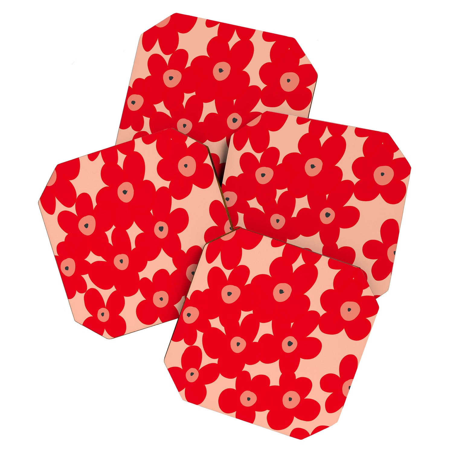 Red flower pattern  Coaster Gallery Image 1