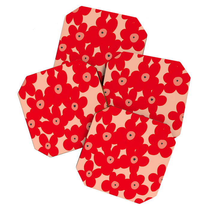 Red flower pattern  Coaster Gallery Image 1