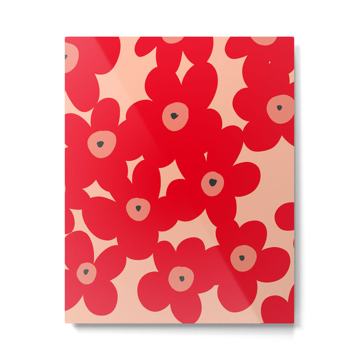 Red flower pattern  Metal Print Gallery Image 1